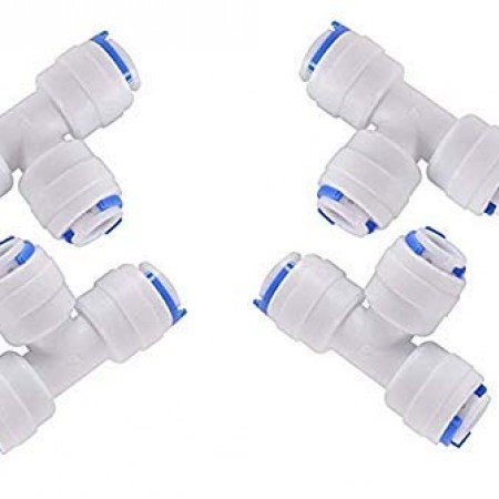 4 Pieces T-Push Connectors for RO Water Purifier Pipes Connectors